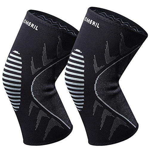 OMERIL Kniebandage Sport Kompression Knieschoner Männer/Damen - Knieorthese Atmungsaktiv rutschfest Knieschützer für Meniskusriss, Arthritis, Gelenkkrankheiten, Wandern, Laufen, Crossfit [2 Pack]