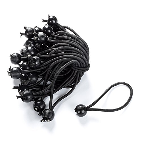 Ampel 24 Universal Gummispanner | 12 Spanngummis kurz | Gummischnüre schwarz ummantelt | Planenspanner mit Kugel