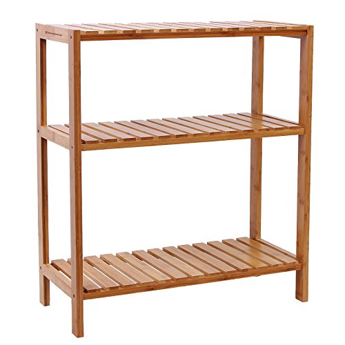 Songmics Badezimmerregal Badregal Küchenregal Schuhregal Standregal Bambus Regal 59 x 26 x 66 cm BCB33Y