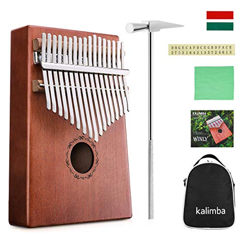 NASUM Daumenklavier Kalimba, Karimba Instrument 17 Schlüssel solid Finger Klavier, Akazienholz, mit Stimmwerkzeug, Musikinstrument Geschenk mit Tragetasche (Daumenklavier Kalimba)