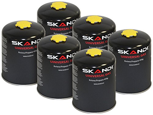 Skandi 6er-Set Butan-Gas-Kartuschen für Gaskocher & -Brenner, EN417, je 450 g