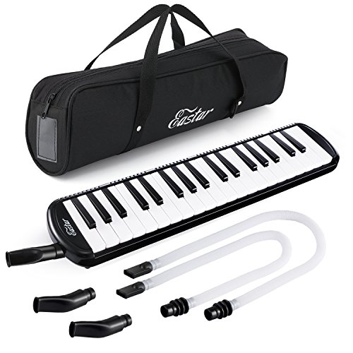 Eastar Melodica 37 für Kinder und Anfänger mit Mundstück und Tragetasche, Schwarz