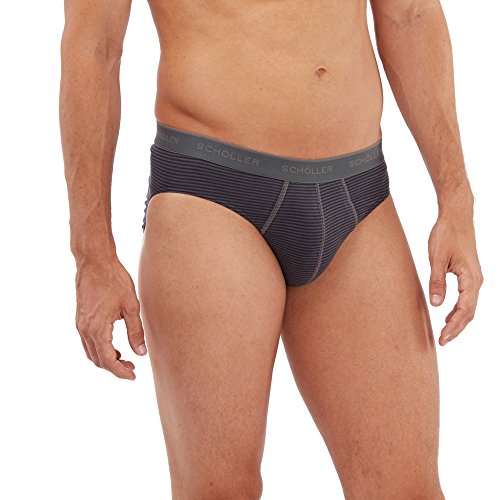 SCHÖLLER Herren Slip mit Webgummibund 3er Pack l 10301-415 l Größe 6 (L) l Farbe Anthrazit l Grau