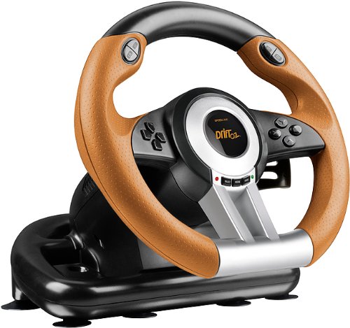 Speedlink Gaming Lenkrad für PS3 - DRIFT O.Z. Racing Wheel USB (Schaltknauf, Gas- und Bremse-Pedale - Vibration, 180° Lenkbereich  - Controller für Driving Games oder andere Simulator-Spiele) schwarz/orange