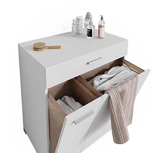 Vicco Wäschekorb Matteo Weiß Waschmaschinenschrank Badschrank Wäscheschrank