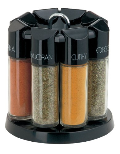 Emsa 2201080700 Gewürzkarussell, 8 Gewürze, Glas/Kunststoff, schwarz