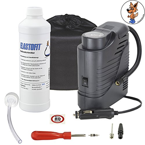 ELASTOFIT Reifenpannenset Compact für alle PKW 12V Kompressor Reifendichtmittel (Compact)