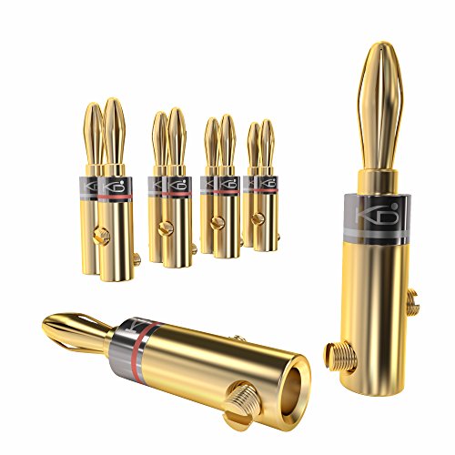 KabelDirekt - Bananenstecker - 5 Paare - (4mm² Steckverbinder, flexibler Anschluss der Kabel, Hifi Boxen, Verstärker, AV-Receiver, Endstufen, Sound- und Stereoanlagen) - PRO Series