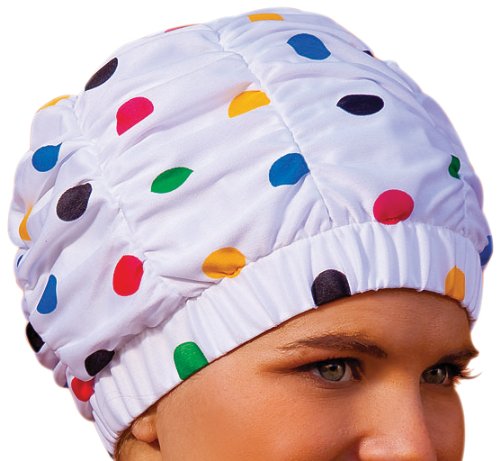 Fashy Damen Duschhaube, weiß mit bunten punkten, 3631