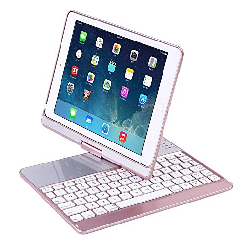 iPad Keyboard Case, Proslife 360 Grad Drehbare Abdeckung mit Drahtloser Tastatur, 7 Farben mit Hintergrundbeleuchtung, Automatische Schlaf/ Aufwach-Funktion für iPad 5/6/ Pro 9.7/ iPad Air