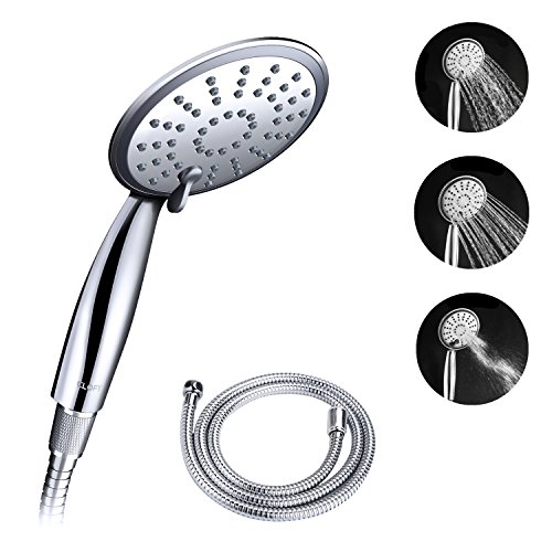 Duschkopf CLOFY Handbrause mit Edelstahl - Schlauch, 3 verschiedenen Strahlarten, Chrom