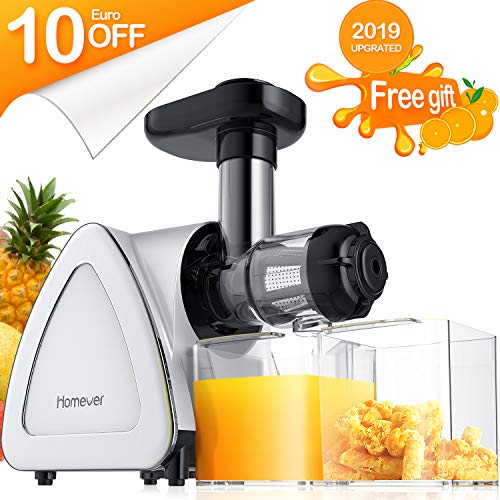 Entsafter Gemüse und Obst, Homever BPA-frei Slow Juicer, Profi Juicer Ausgestattet mit Einem Geräuscharmen Motor& Überspannungschutz&Saftkanne & Reinigungsbürste