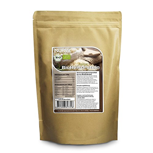Nurafit BIO Reisprotein Pulver | 86% Proteingehalt | zertifizierte Spitzenqualität nach DE-001-ÖKÖ | 100% rein | Gesundes Superfood für Sport und Fitness | 1000g / 1kg