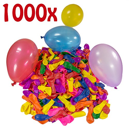 Belmalia 1000 Wasser-bomben Mega-Pack Wasser-ballons Luft-ballon Rot Gelb Lila Blau Orange Pink Grün Bunt