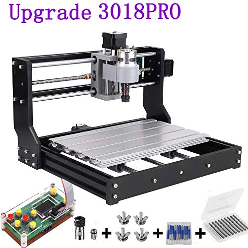 Upgrade CNC 3018 Pro GRBL Steuerung DIY Mini CNC Maschine, Doris Direct Holz Router Stecher mit Offline Controller, mit ER11, 5mm Verlängerungsstange und 20pcs 3.175mm Bits