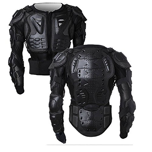 SunTime Motorrad Schutz Jacke Pro Motocross ATV Protektorenjacke mit Rücken Protektor Scooter MTB Enduro für Damen und Herren Schwarz M