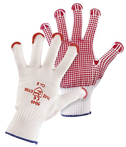 Jah 5040 Baumwolle/Nylon Strickhandschuh 12 Paar Noppen schwer weiß Gr. 10