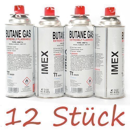 Gaskartuschen Imex | 12 Stück | für Gaskocher Butan