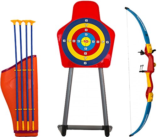 Savage Island Kinder Spielzeug Pfeil & Bogen & Bogenhalter Set mit Zielscheibe im Freien Spaßspiel