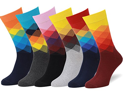 Easton Marlowe 6 Paar Bunt Gemusterte Herren Socken, Europäische Qualität.