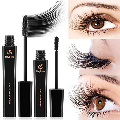 4D Mascara Kit Mascara Cream Wimperntusche mit Silk Fiber Wasserdicht Natürliche Wimpernverlängerung Mascara Eye Black Verrückt lange Stil Große Augen Mascara Kit