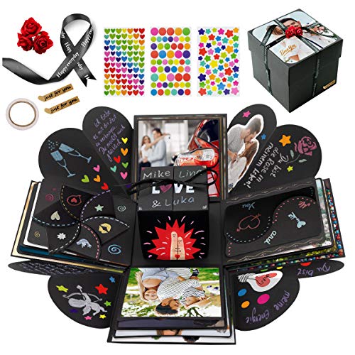 int!rend Premium DIY Foto Geschenkbox, personalisierte Überraschungsbox, für Geburtstag, Hochzeit, Valentinstag, Jahrestag, kreatives Fotoalbum für Freundin oder Freund - Explosionsbox