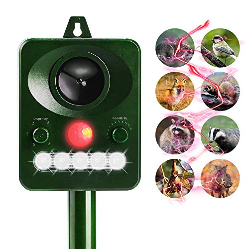 Huttoly Solar Tier Repeller, Outdoor Ultraschall Tiervertreiber Repellent Garten wasserdichte katzenschreck Vogelabwehr für Hunde, Katzen, Füchse, Mäuse, Vögel, Skunks usw