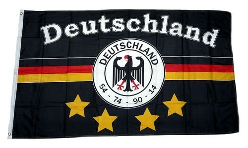 Fahne / Flagge Deutschland Fußball 4 Sterne Fan 90 x 150 cm