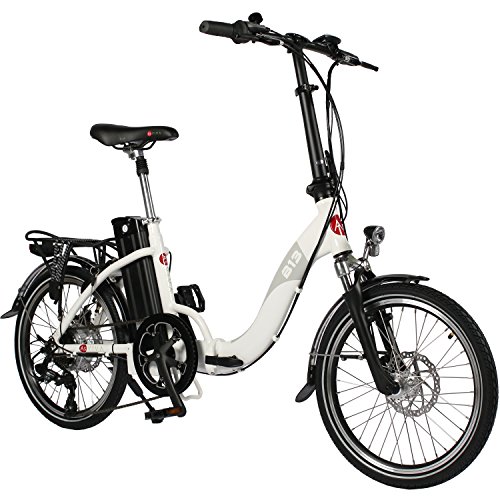 Elektrofahrrad AsVIVA B13 mit 36V 15,6Ah Samsung Akku in weiß | extrem kompakt für Camping | 20“ E-Bike Klapprad aus leichtem Alu mit 7 Gang Shimano Kettenschaltung, Scheibenbremsen LED Beleuchtung