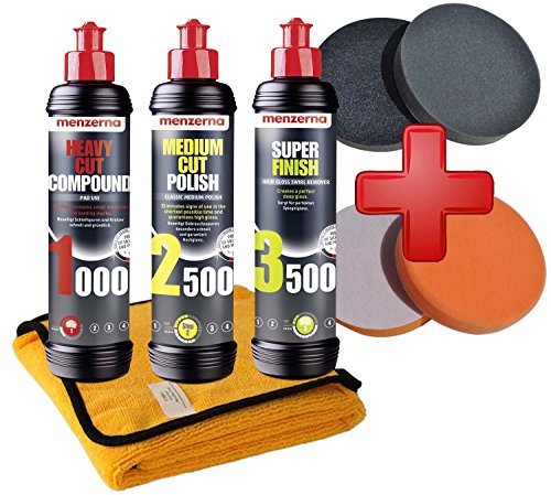Menzerna 1000 + 2500 + 3500 Politur-Set + Polierschwämme Schleifpaste Set-MENZ1
