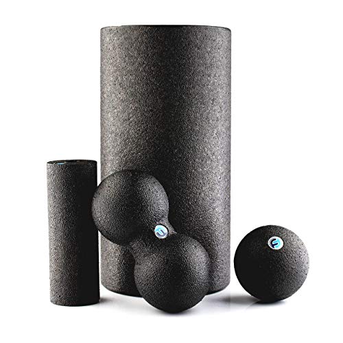 Fas-Train Faszienrolle - [4-teiliges] Foam Roll Set für effektives Faszientraining - Starter-Set für den perfekten Einstieg ins Training mit Massagerollen - Inkl. Poster & Tasche I Schaumstoffrolle