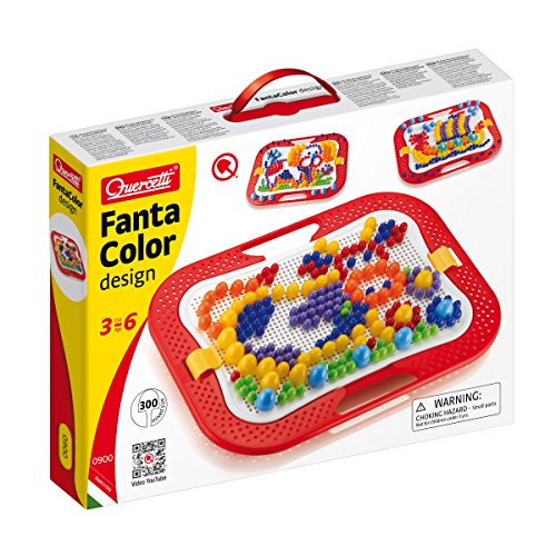 Quercetti 0900 - Mosaik-Steckspiel Fanta Color Design, 300 Stecker in 3 Größen (10,15,20mm)