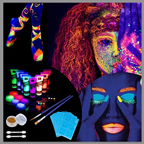 Lictin UV-Licht Bodypainting Schwarzlicht Körperfarben Fluoreszierende Farben Schminke