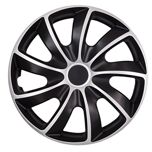 NRM QUAD BICOLOR. Schwarz/Silber 15' Zoll. (4 x Universal Radzierblenden/Radkappen)