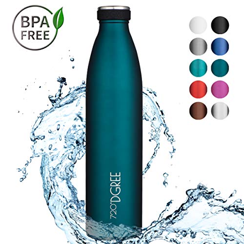 720°DGREE Edelstahl Trinkflasche milkyBottle- 1000ml, 1l | Isolierflasche Schmal | Thermosflasche Auslaufsicher | Perfekte Outdoor Thermoskanne für Kinder, Schule, Sport, Training, Fitness, Gym