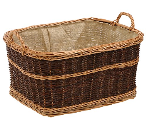 Dehner Weidenkorb mit Jute, ca. 60 x 47 x 31 cm, Weide, dunkelbraun