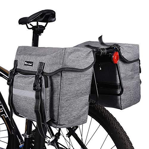 ICOCOPRO Fahrrad Doppeltasche, Double Bag, Gepäckträgertasche, Satteltasche,Seitentasche, Wasserdicht, IPX4, ultrakomfortabel, 2 Farben(Schwarz, Grau)