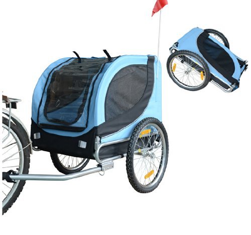 PawHut Hundeanhänger Fahrradanhänger Hunde Fahrrad Anhänger Blau/Schwarz NEU