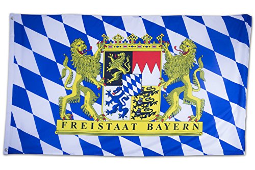 SCAMODA Bundes- und Länderflagge aus wetterfestem Material mit Metallösen (Freistaat Bayern) 150x90cm
