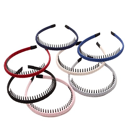 HugeDE 6 Stück Tuch Bedeckt Kunststoff Haarreifen Stirnband Haarspange Haarband