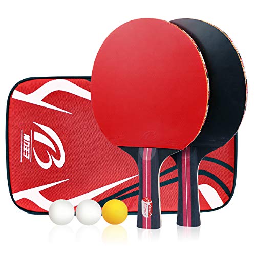 Calmare Tischtennis-Set, Packung mit 2 Premium-Paddeln, Training/Freizeit-Schläger-Kit, Accessoires Bundle Portable Cover Case Bag
