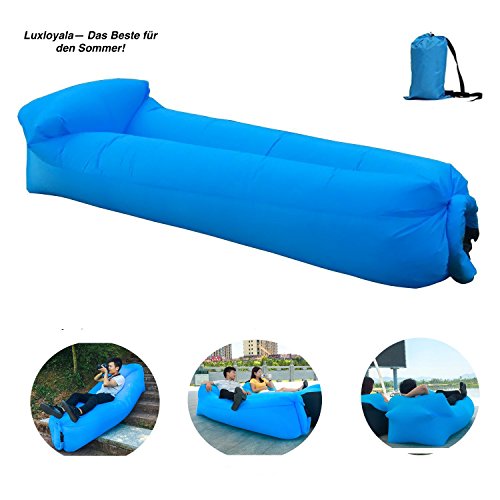 Hochwertige Premium Wasserdichtes aufblasbares Sofa, Luft sofa,Luft couch, mit integriertem Kissen, tragbarer aufblasbarer Sitzsack, Aufblasbare Couch, aufblasbares Outdoor-Sofa, lazy lounger für Camping, Park, Strand, Hinterhof , Wasser Aktivitaeten(blau)