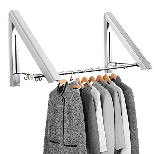 Mture Klappbar Wand-Kleiderständer, Kleiderhaken Garderobenhaken Kleiderlüfter Wandgarderobe Geeignet für Wohnzimmer, Bad, Schlafzimmer, Büro, Silber 40 x 33 x 30CM (2 pcs)
