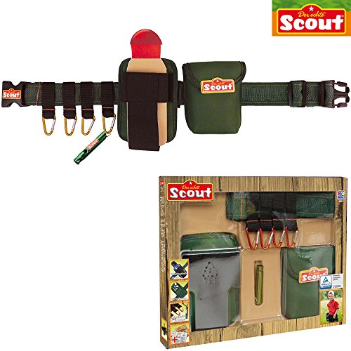 Abenteuergürtel, verstellbar von 50-90 cm, Signalpfeife und 4 Karabinern: Entdecker Kinder Neopren Abenteuergürtel mit Signalpfeife Gürtel Tasche