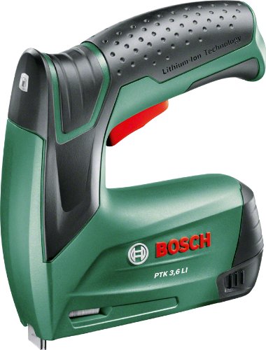 Bosch Akku Tacker PTK 3,6 LI (1000 Klammern, Ladegerät, Metalldose, 3,6 Volt)