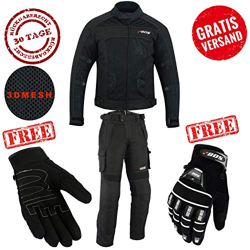 Motorradkombi Biker Motorrad Textil Kombi wasserdichte Jacke, Hosen (XL, Schwarz)