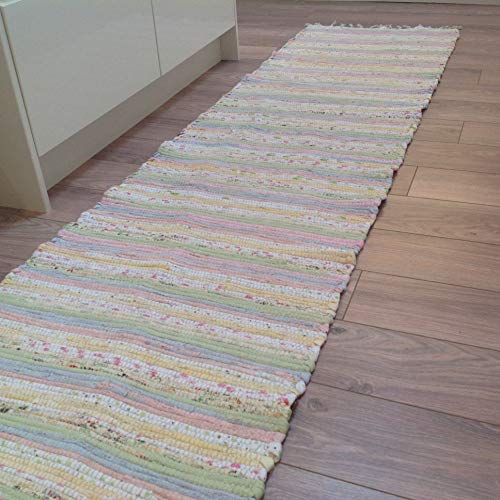 Second Nature Pastell Flickenteppich Läufer 60 cm x 245 cm indischen recycelte Baumwolle Multi Farben Exclusive