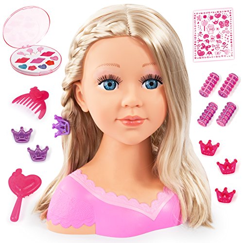 Bayer Design 90088AA Charlene Super Model Styling Head, Schminkkopf, Frisierkopf inklusiv Kosmetik und Zubehör