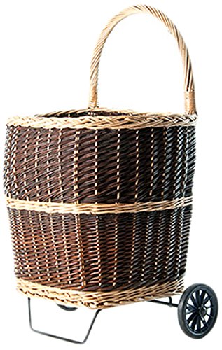 Kamino Flam 339460 Kaminholzwagen zweifarbig gestreift, Brennholzwagen, Holzwagen mit 2 Rädern und Jute-Teileinsatz, Braun/Beige, 48 x 41 x 50/80 cm