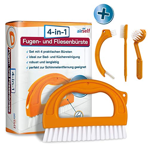 airself Fugenbürste & Fliesenbürste – Set aus 4 praktischen Reinigungsbürsten für Haushalt, Bad, Küche – genial auch als chemiefreier Schimmelentferner
